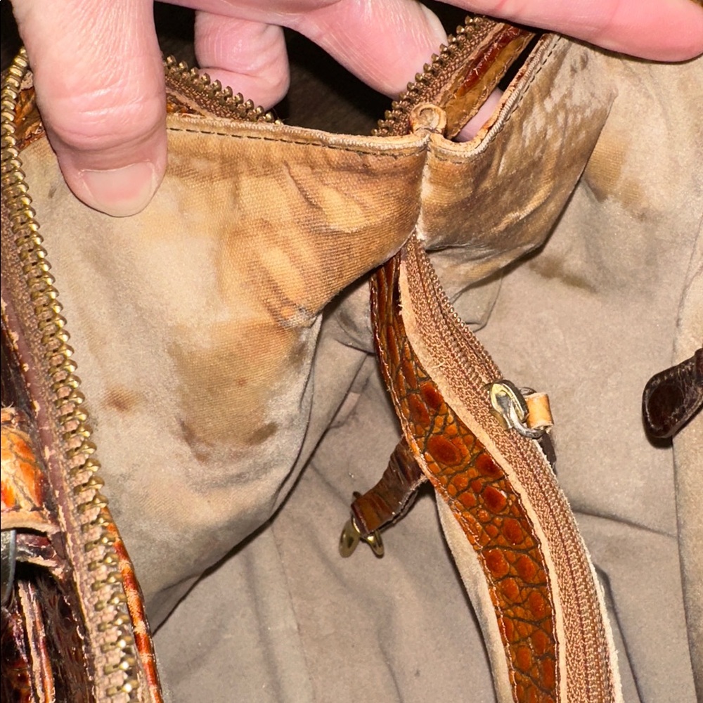 Brahmin Croc-Embossed Satchel Pecan - Picture 15 of 16